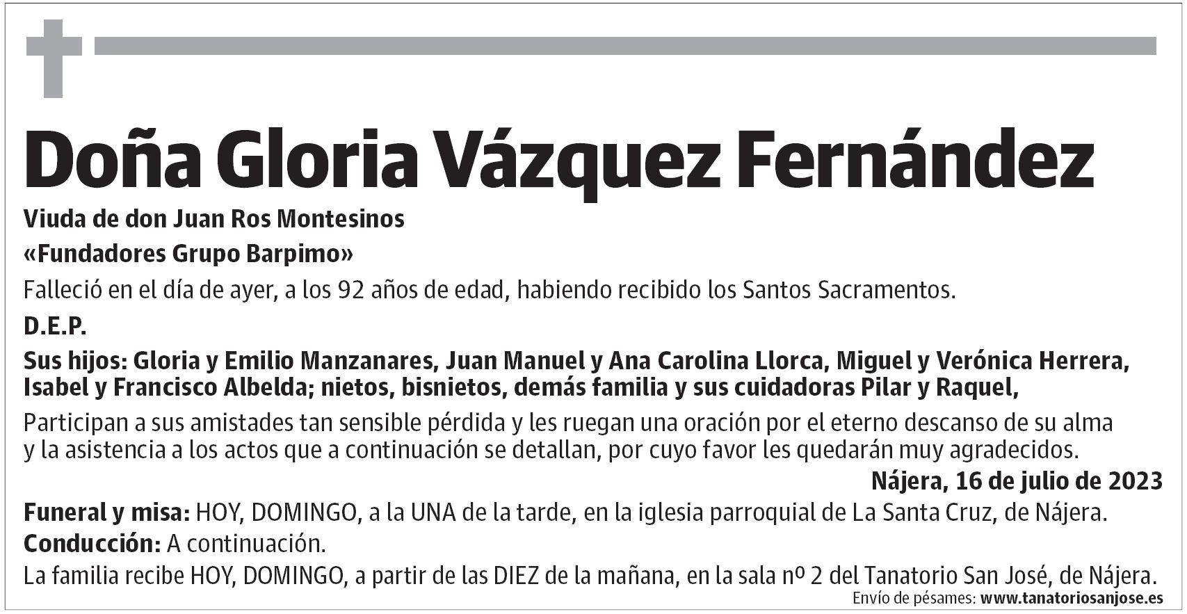 Doña Gloria Vázquez Fernández