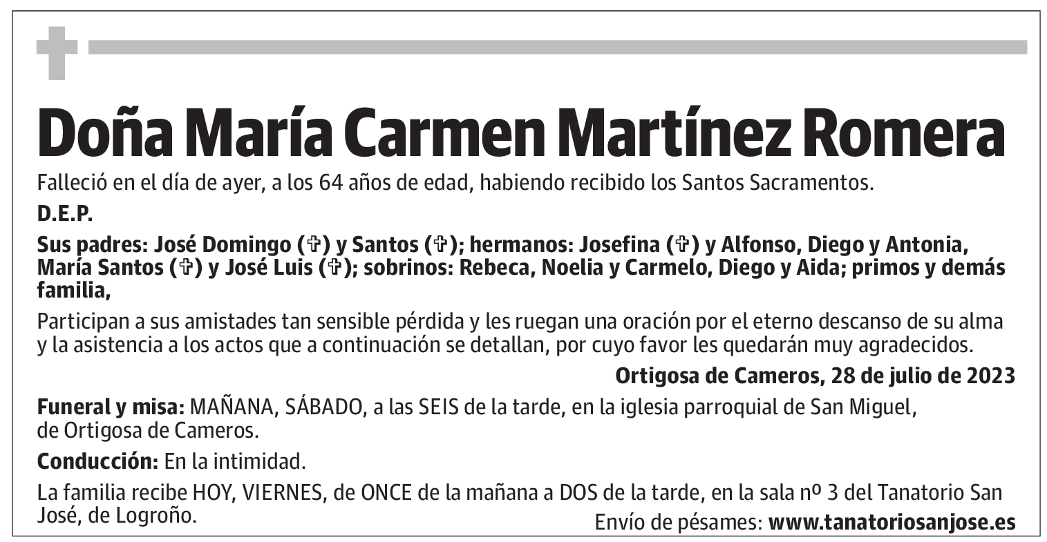 Doña María Carmen Martínez Romera