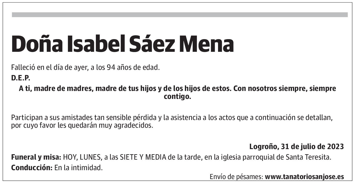 Doña Isabel Sáez Mena