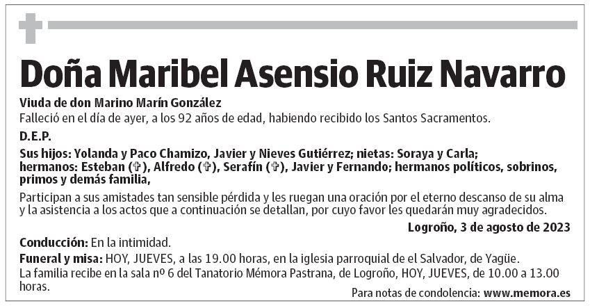 Doña Maribel Asensio Ruiz Navarro