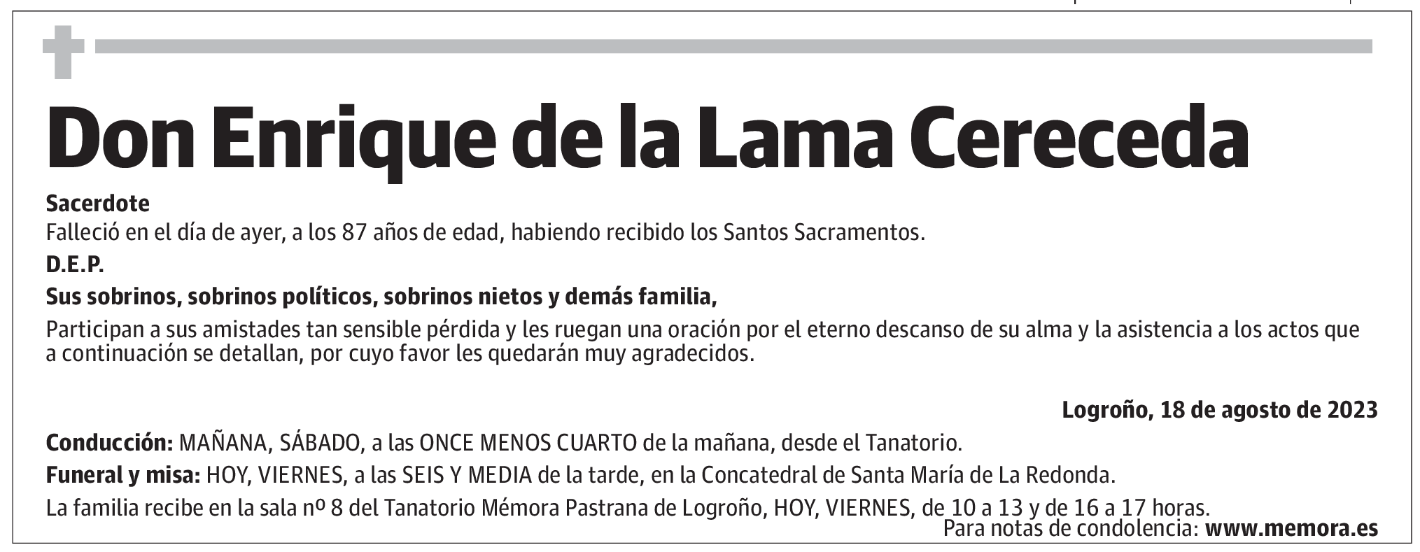 Don Enrique de la Lama Cereceda