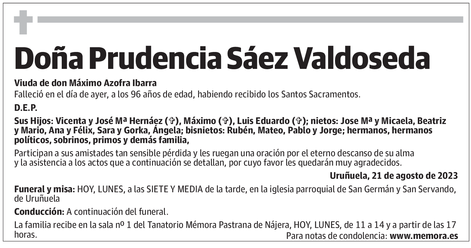 Doña Prudencia Sáez Valdoseda