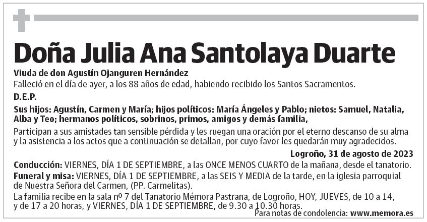 Doña Julia Ana Santolaya Duarte