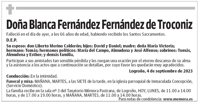 Doña Blanca Fernández Fernández de Troconiz