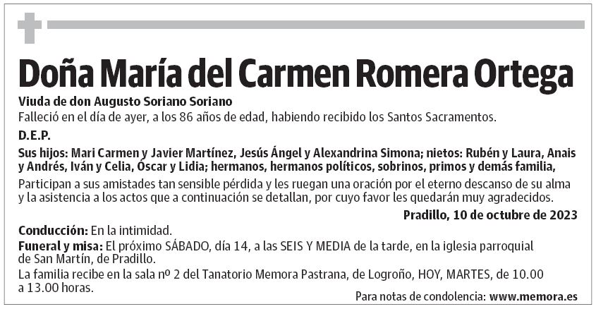 Doña María del Carmen Romera Ortega