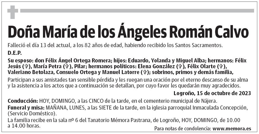 Doña María de los Ángeles Román Calvo