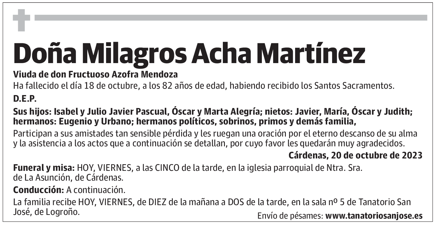 Doña Milagros Acha Martínez