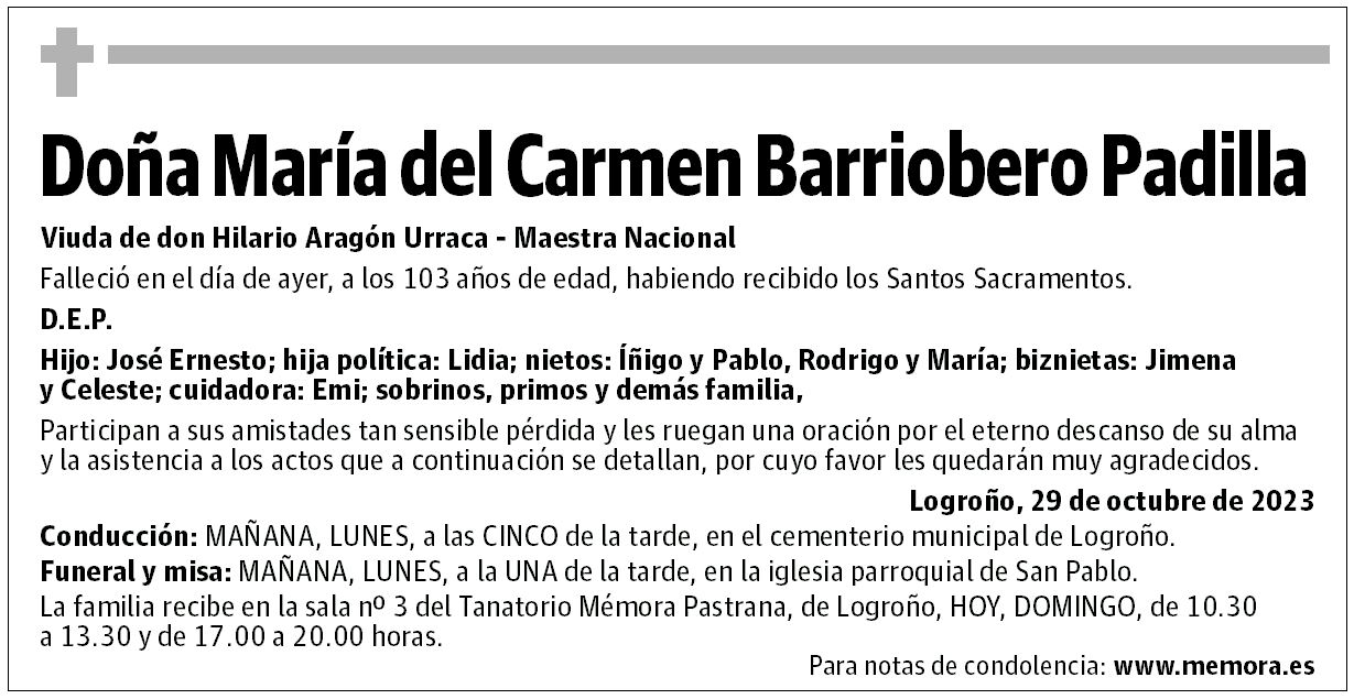 Doña María del Carmen Barriobero Padilla