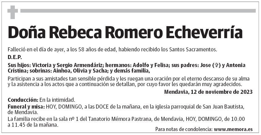 Doña Rebeca Romero Echeverría