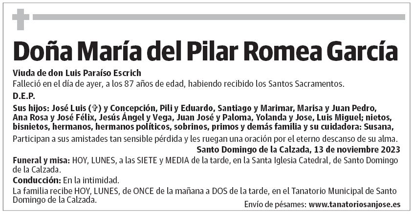 Doña María del Pilar Romea García