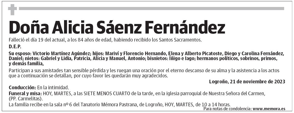 Doña Alicia Sáenz Fernández