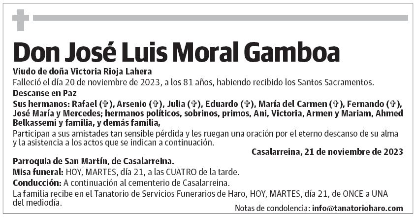 Don José Luis Moral Gamboa