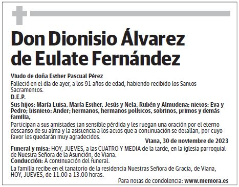 Don Dionisio Álvarez de Eulate Fernández