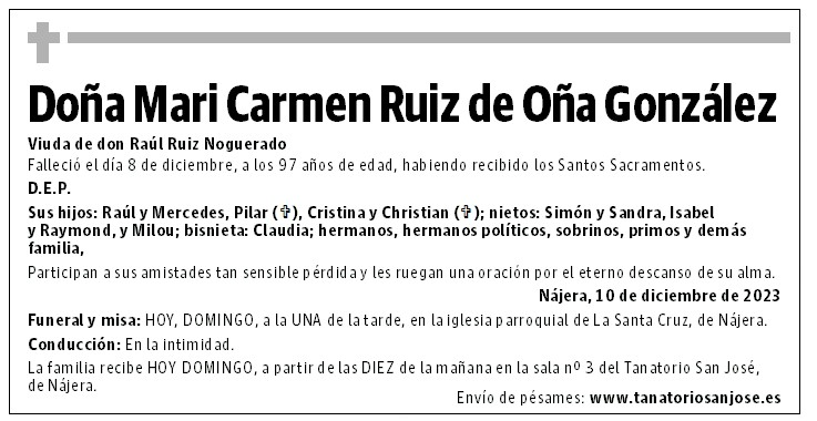 Doña Mari Carmen Ruiz de Oña González