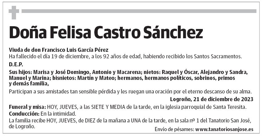 Doña Felisa Castro Sánchez