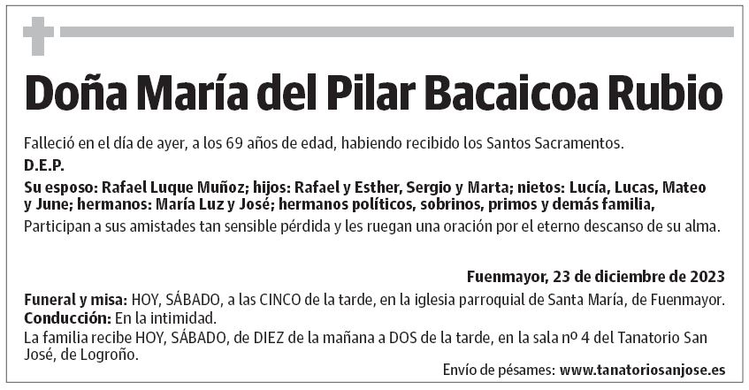 Doña María del Pilar Bacaicoa Rubio