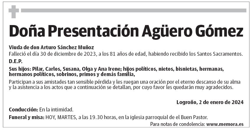 Doña Presentación Agüero Gómez