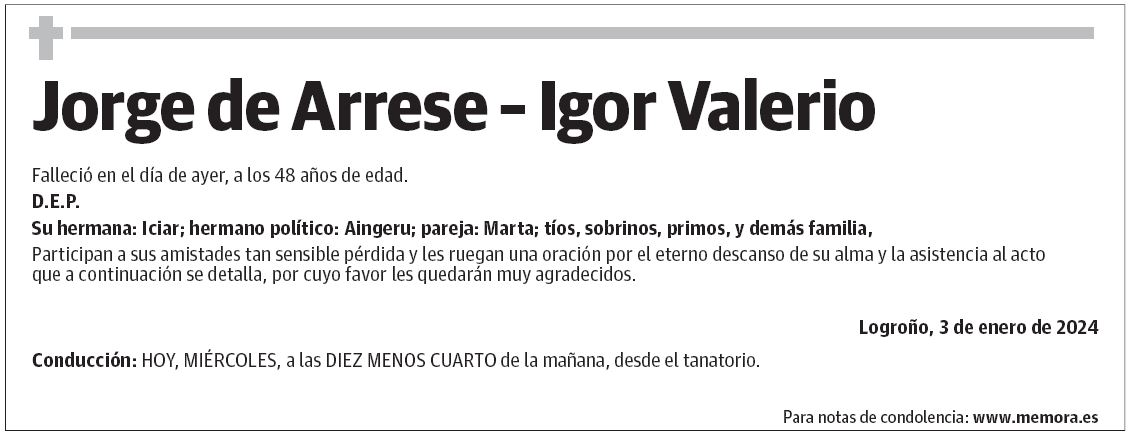 Jorge de Arrese – Igor Valerio