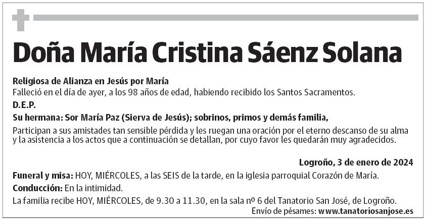 Doña María Cristina Sáenz Solana