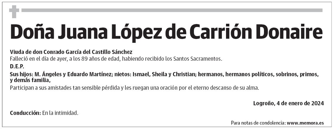 Doña Juana López de Carrión Donaire