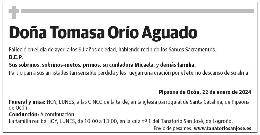 Doña Tomasa Orío Aguado