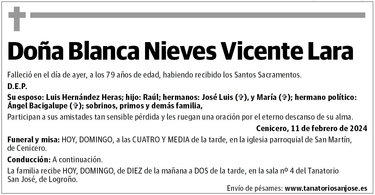 Doña Blanca Nieves Vicente Lara