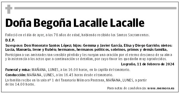 Doña Begoña Lacalle Lacalle
