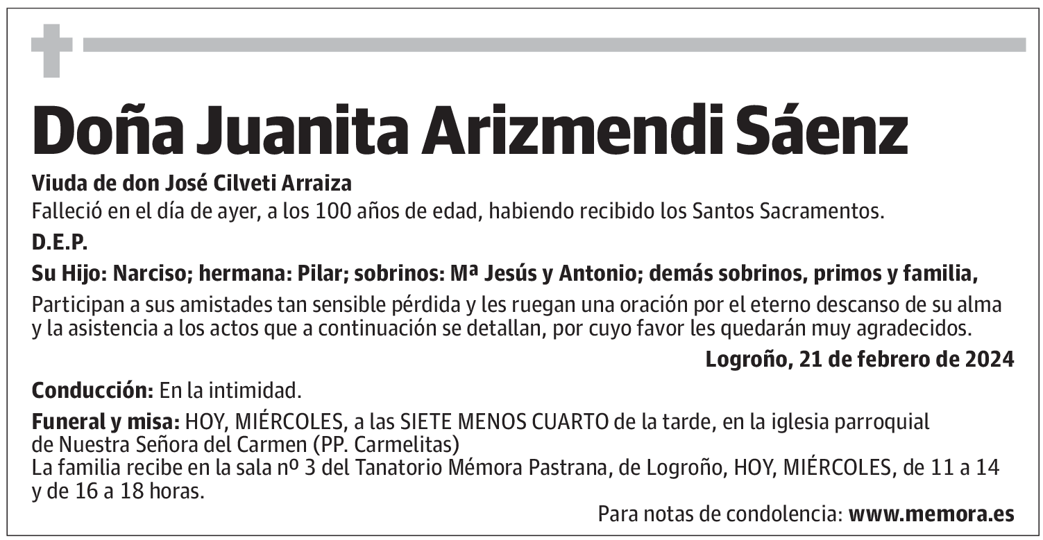 Doña Juanita Arizmendi Sáenz
