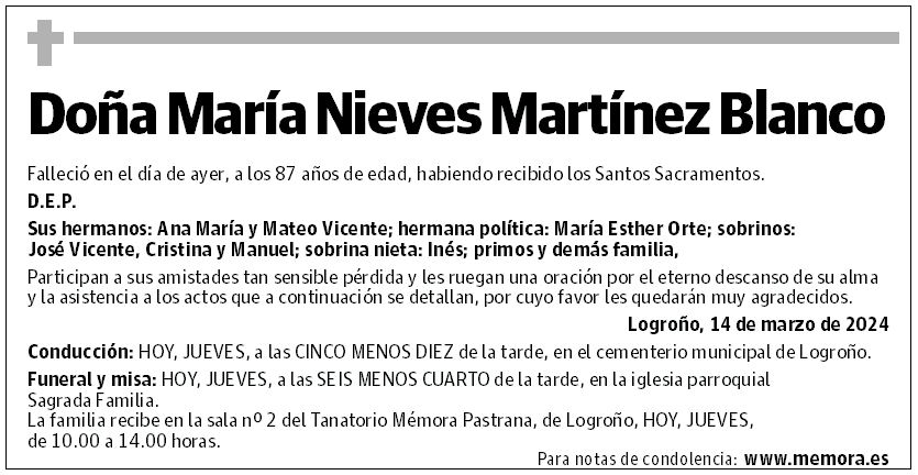 Doña María Nieves Martínez Blanco