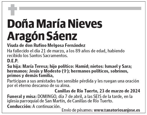 Doña María Nieves Aragón Sáenz