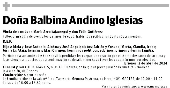 Doña Balbina Andino Iglesias