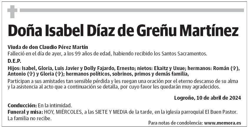 Doña Isabel Díaz de Greñu Martínez
