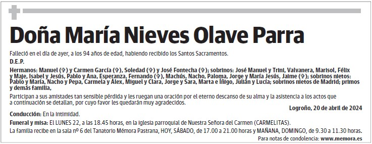 Doña María Nieves Olave Parra
