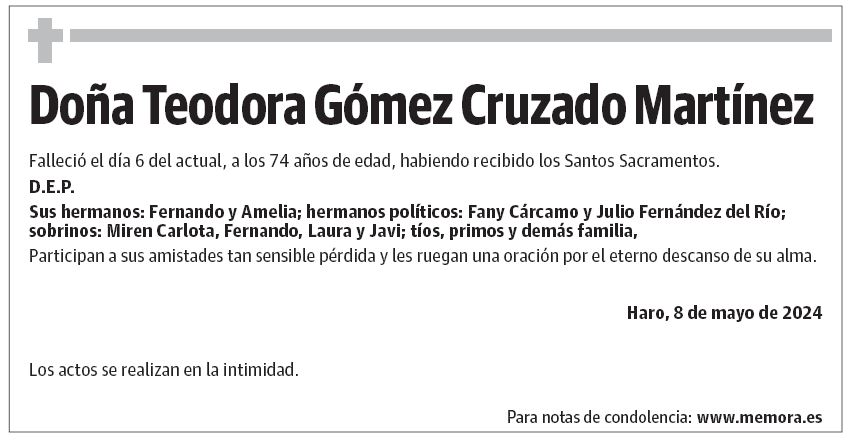 Doña Teodora Gómez Cruzado Martínez