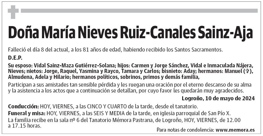 Doña María Nieves Ruiz-Canales Sainz-Aja