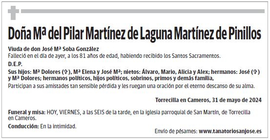 Doña Mª del Pilar Martínez de Laguna Martínez de Pinillos