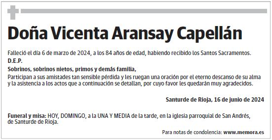 Doña Vicenta Aransay Capellán