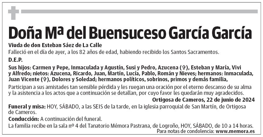Doña Mª del Buensuceso García García