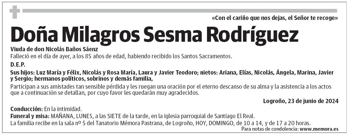 Doña Milagros Sesma Rodríguez