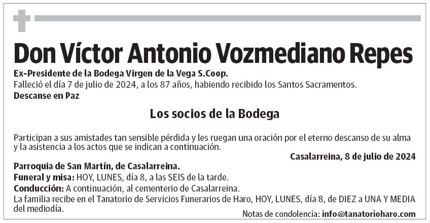 Don Víctor Antonio Vozmediano Repes