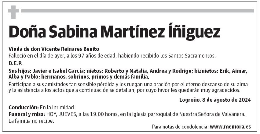 Doña Sabina Martínez Íñiguez