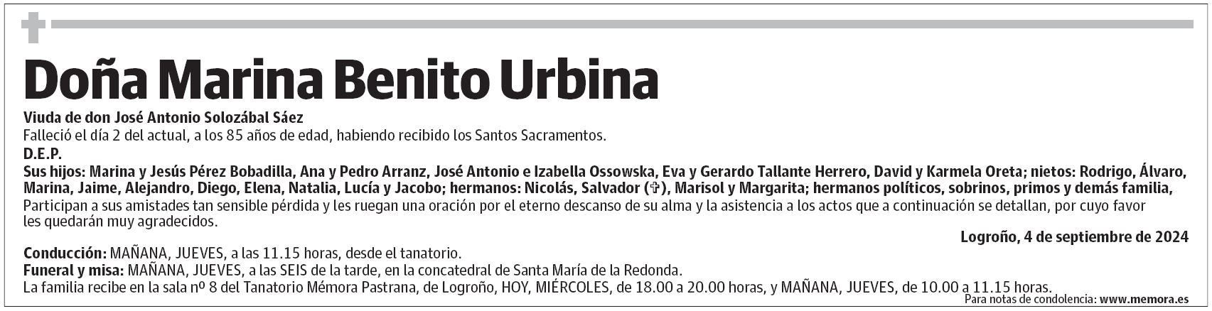 Doña Marina Benito Urbina