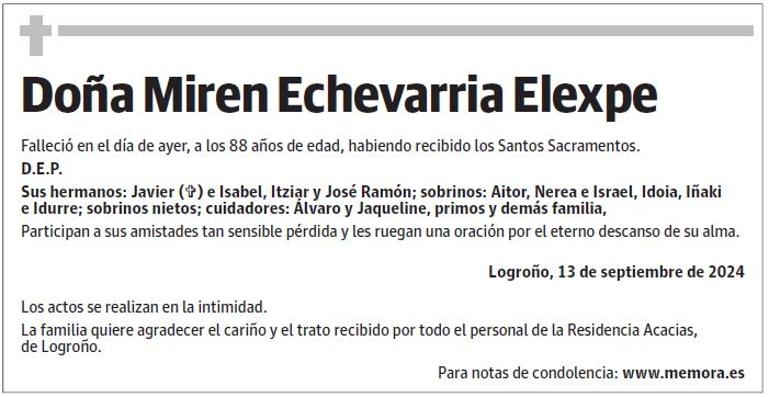 Doña Miren Echevarria Elexpe