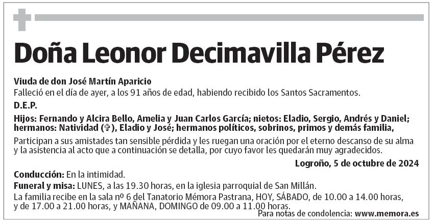 Doña Leonor Decimavilla Pérez