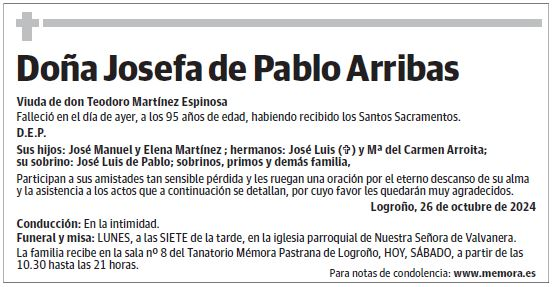 Doña Josefa de Pablo Arribas