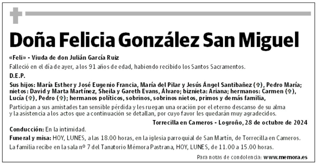 Doña Felicia González San Miguel