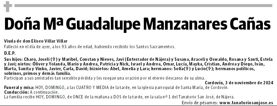 Doña Mª Guadalupe Manzanares Cañas