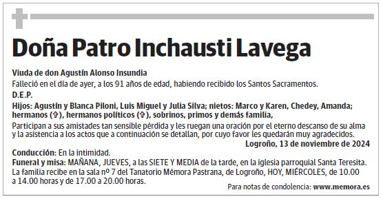 Doña Patro Inchausti Lavega