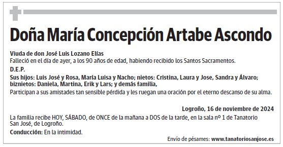 Doña María Concepción Artabe Ascondo