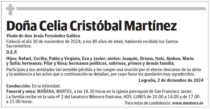 Doña Celia Cristóbal Martínez